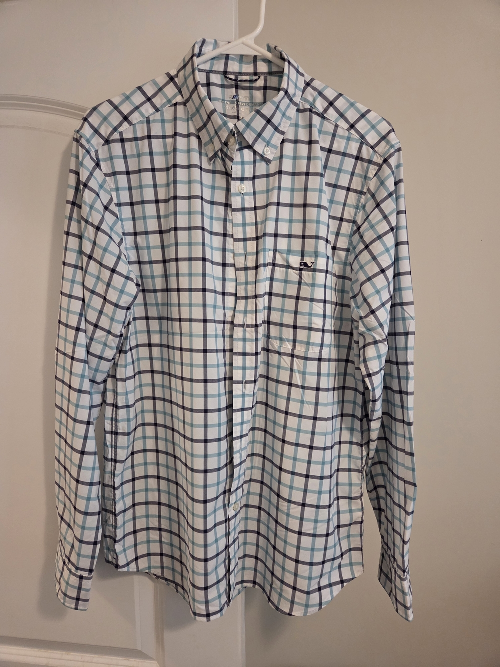 Vineyard Vines Men's Button-Down Plaid Shirt - White with Blue and Navy